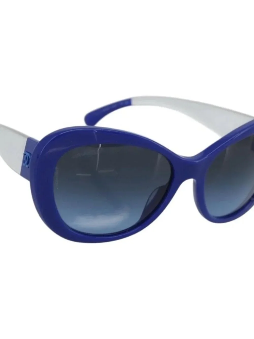 CHANEL Sunglasses Plastic Blue CC Auth BA13654